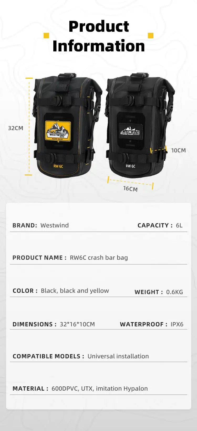 Westwind Moto Ranger Wilds - RW6C Crash Bar Bags