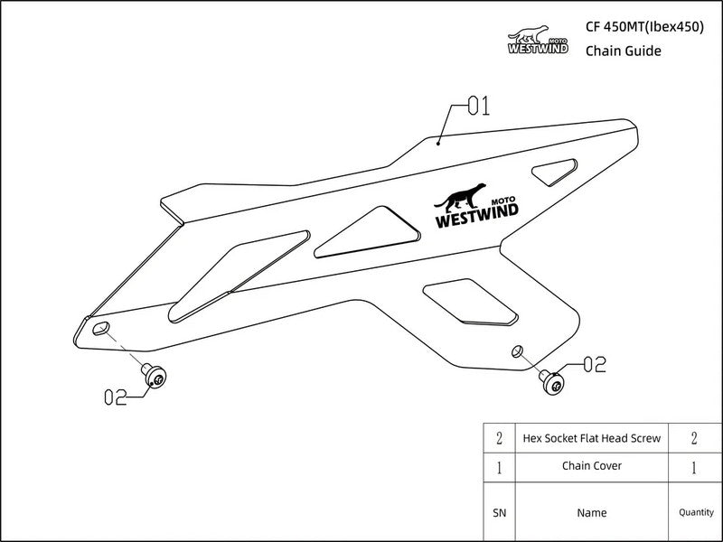 Westwind Moto CF 450MT (Ibex450) Chain Guide