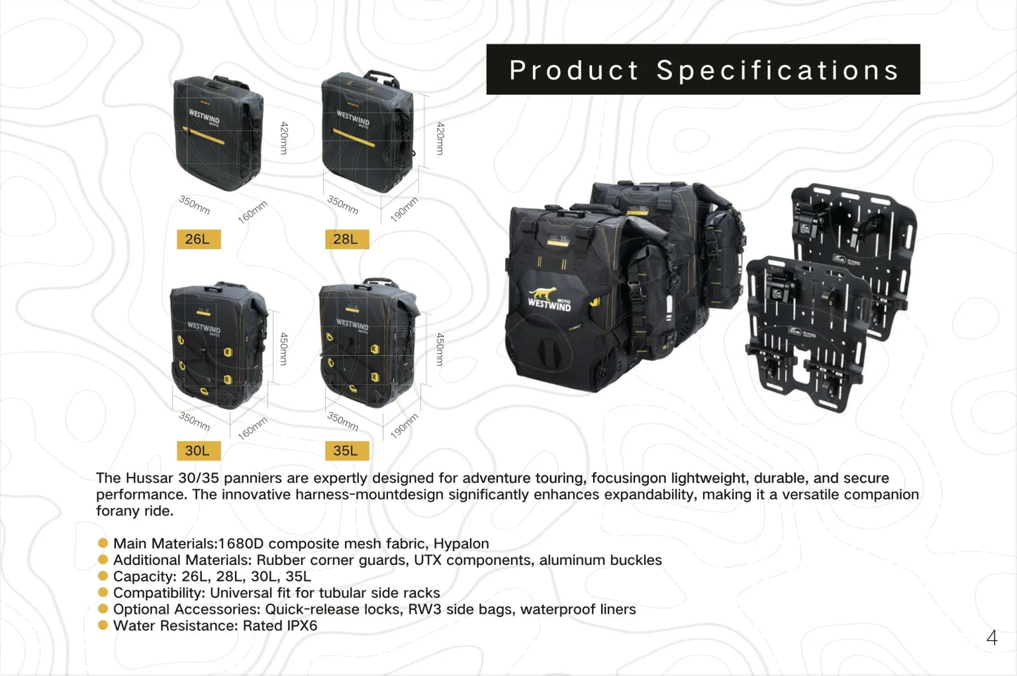Westwind Moto Hussar 30/35 Pannier Set