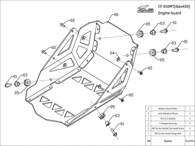 Westwind Moto CF 450MT (Ibex450) Engine Guard